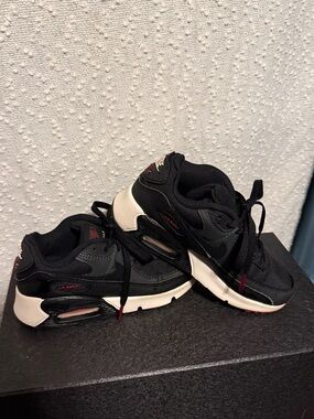 Nike Kids Black and White Air Max Sneakers with Red Accents